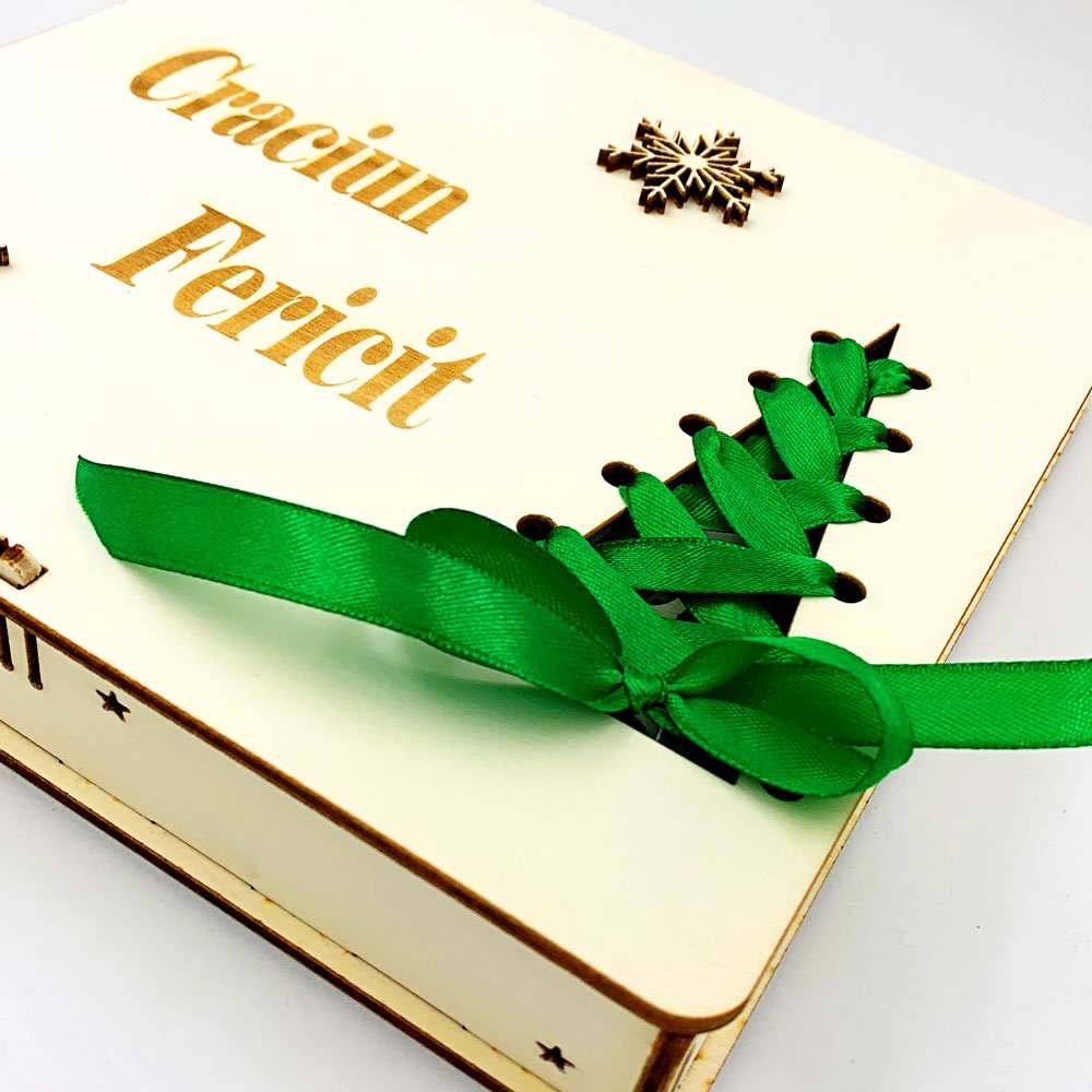 Cutie cu 16 ornamente de brad - lemn SL-CUL-FUN16 - Green Print