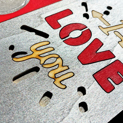 Rama foto lemn argintie 4 poze LOVE