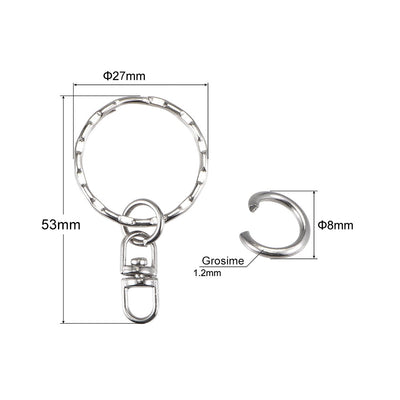 Set 25 inele de breloc rotative argintii