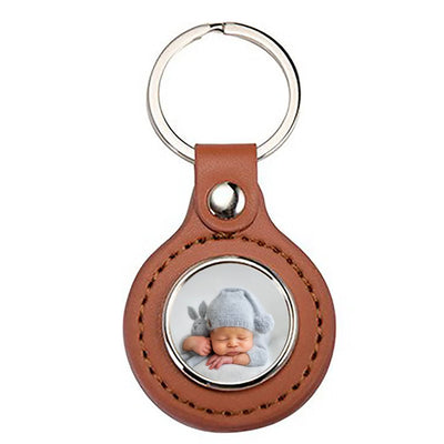 Breloc piele cu pandantiv metalic sublimabil - rotund YA106-BR - Green Print