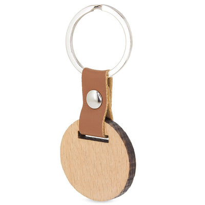 Breloc pandantiv din lemn rotund B54638 - Green Print