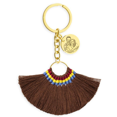 Breloc metalic cu snururi tricolor