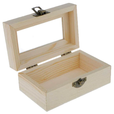 Cutie lemn dreptunghiulara MARE 12x7x5 cu fereastra de sticla