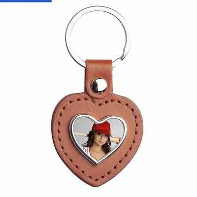 Breloc piele cu pandantiv metalic sublimabil - inima YA105-BR - Green Print