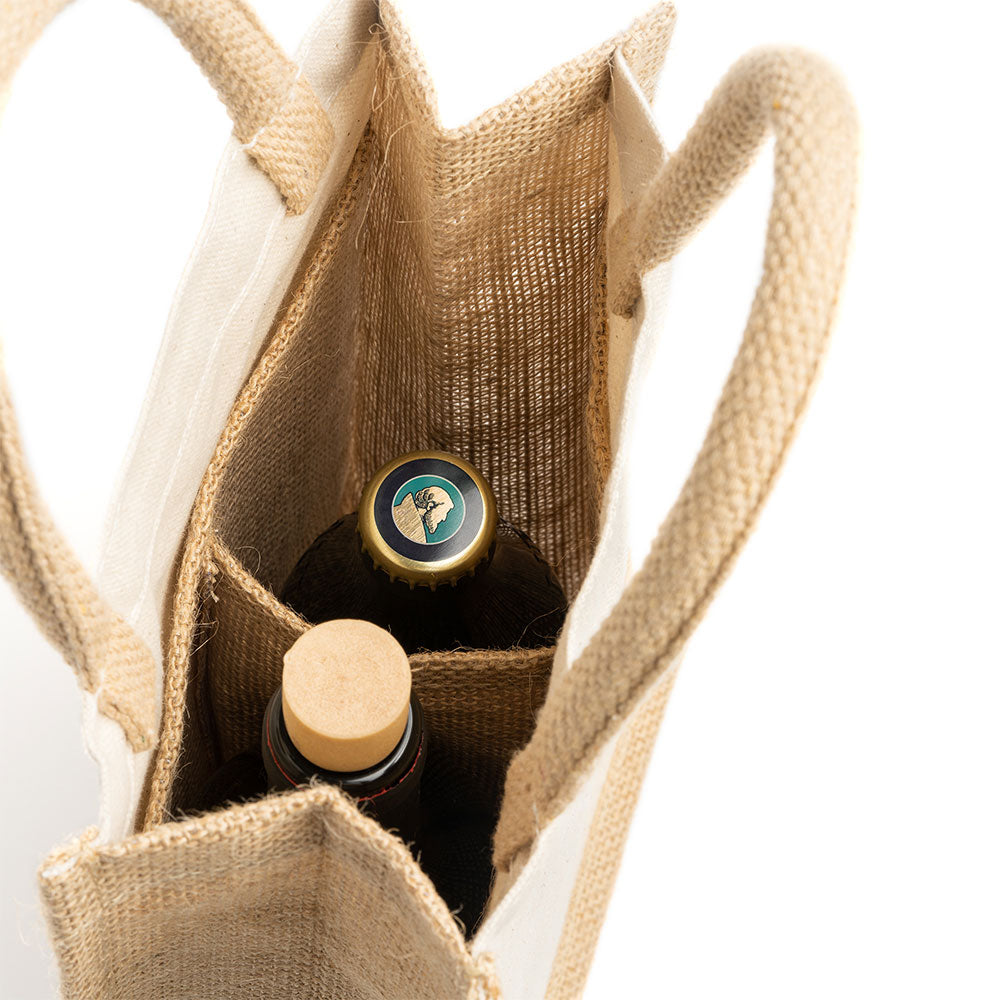 Sacosa dubla din iuta pentru sticle de vin