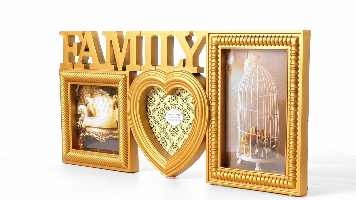 Rama foto colaj Family auriu 3 poze