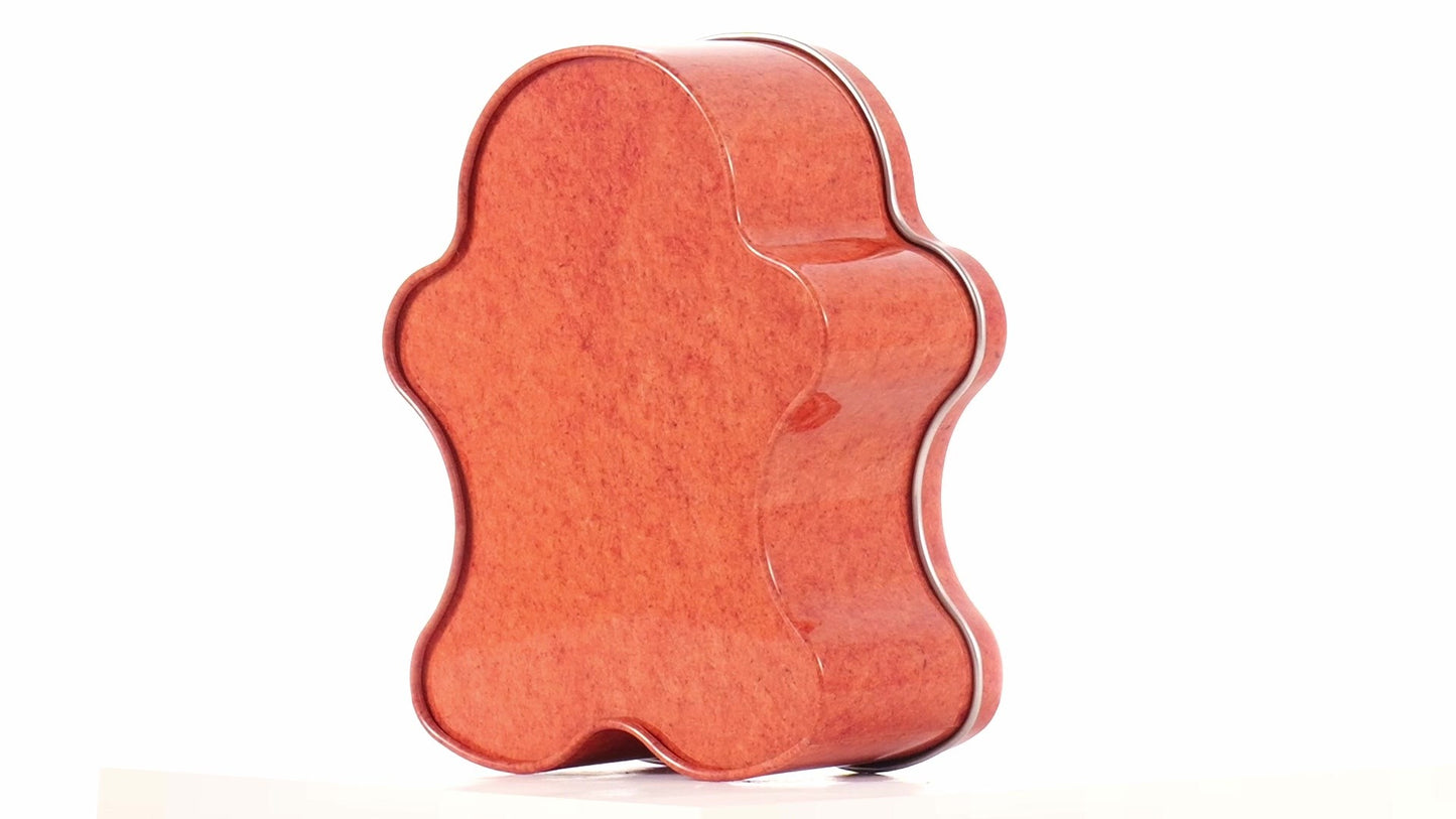 Metal box in the shape of a gingerbread man