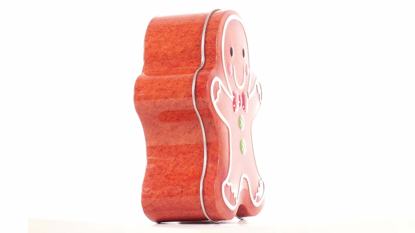 Metal box in the shape of a gingerbread man