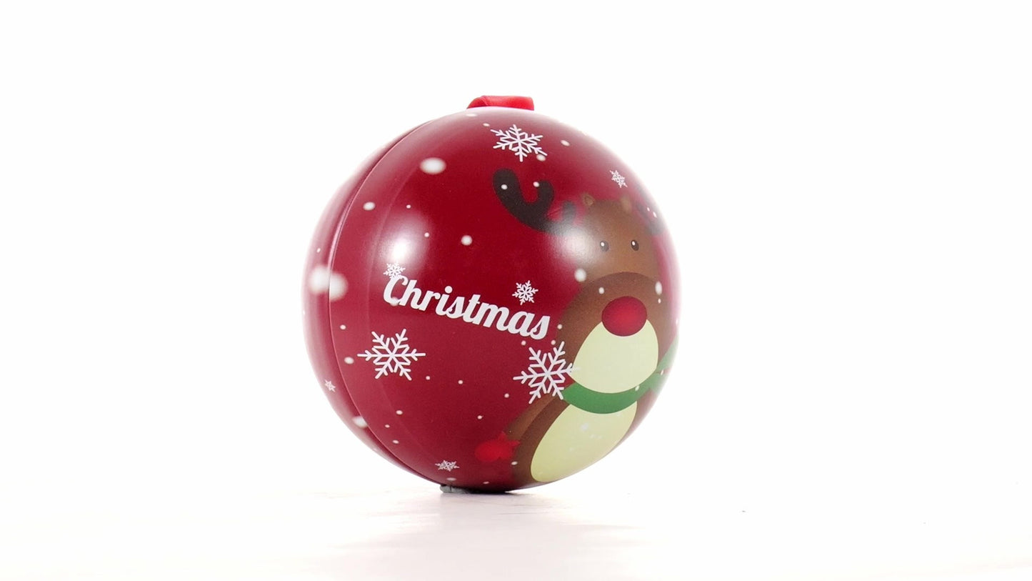 Red metallic fir globe with reindeer pattern Ø7 cm