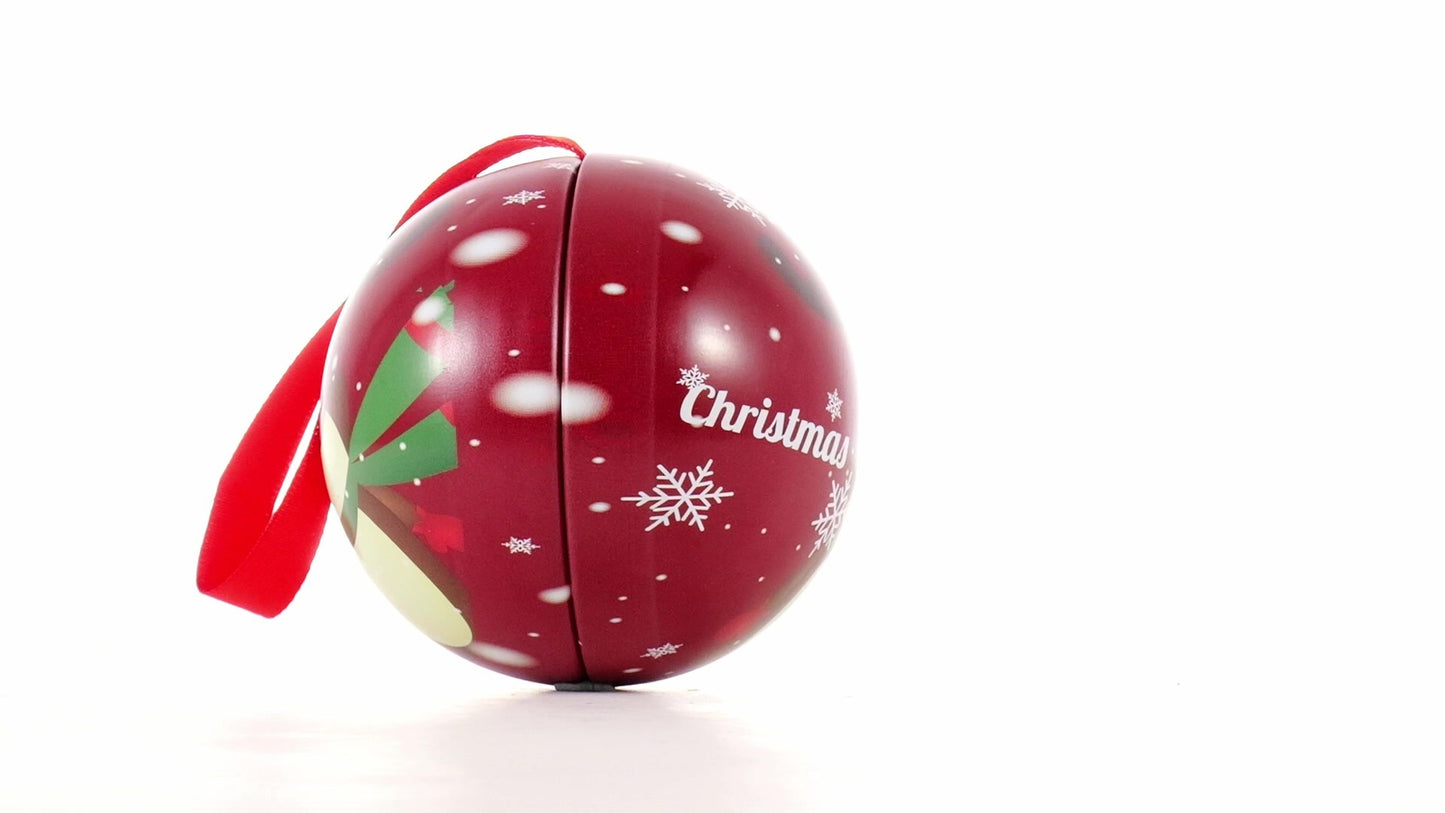 Red metallic fir globe with reindeer pattern Ø7 cm