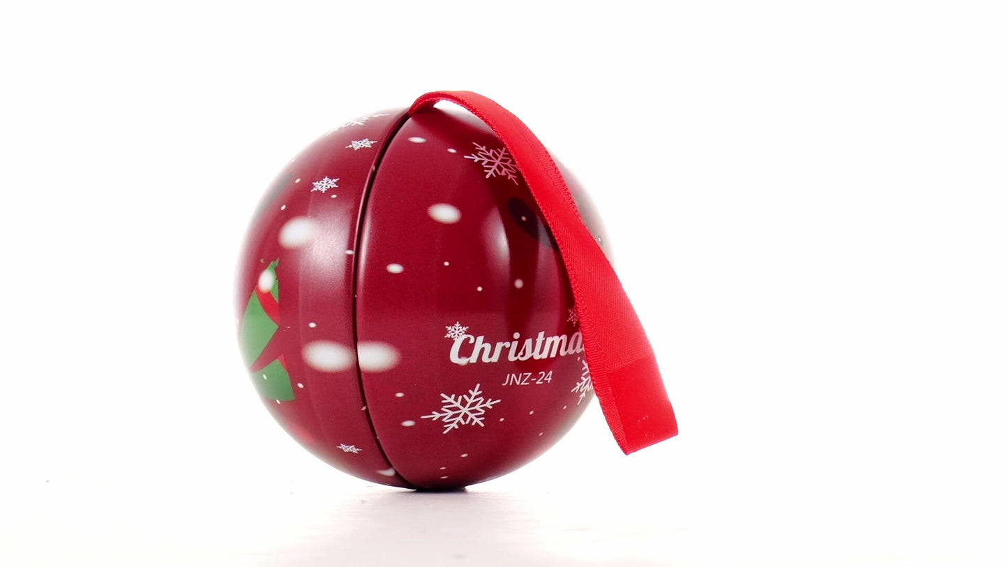 Red metallic fir globe with reindeer pattern Ø7 cm