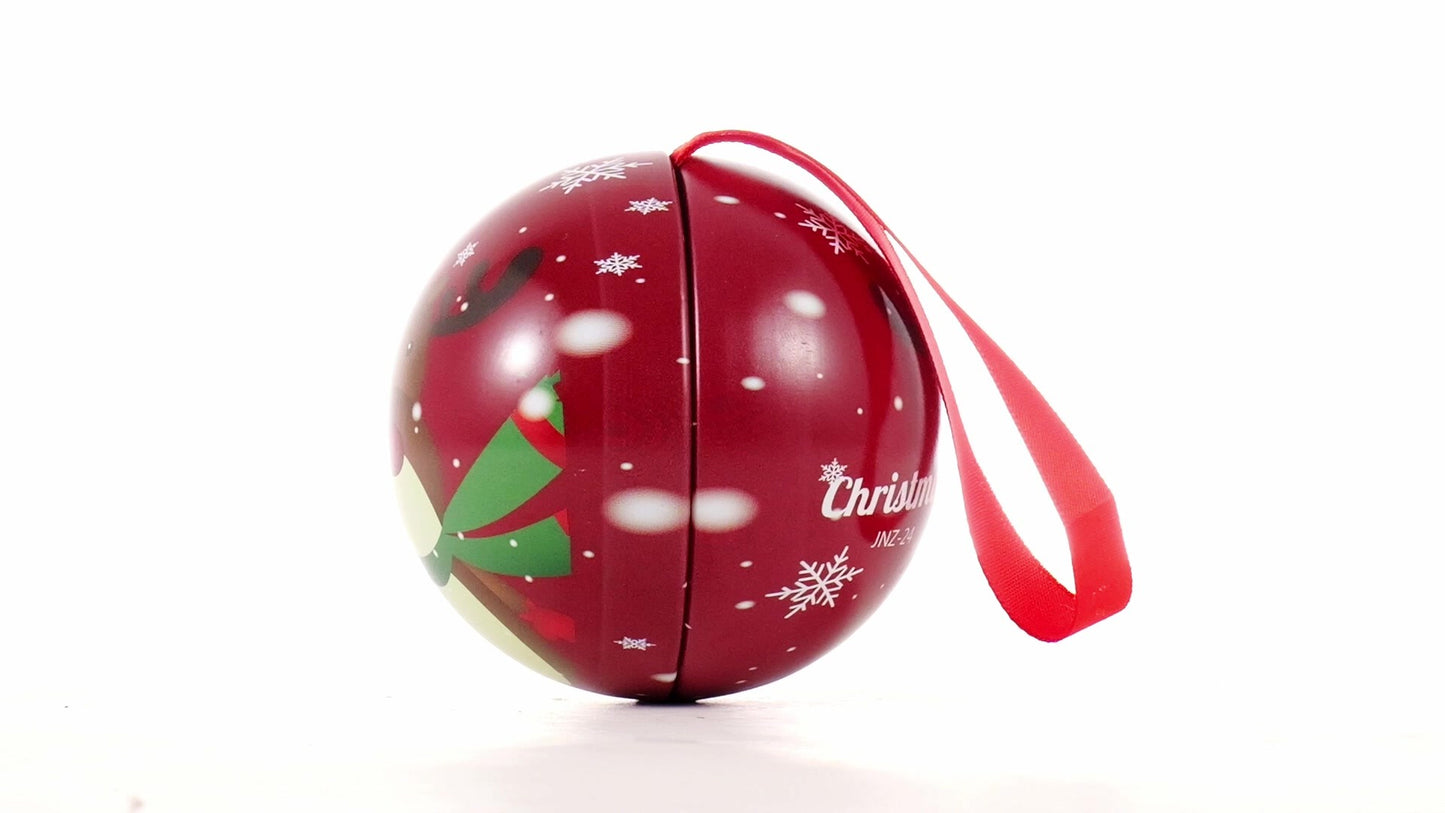Red metallic fir globe with reindeer pattern Ø7 cm