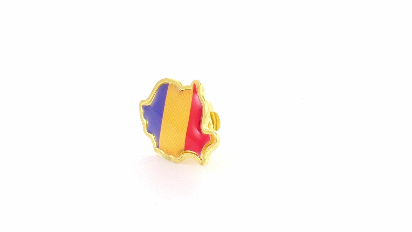 Tricolor gold metallic pin ROMANIA