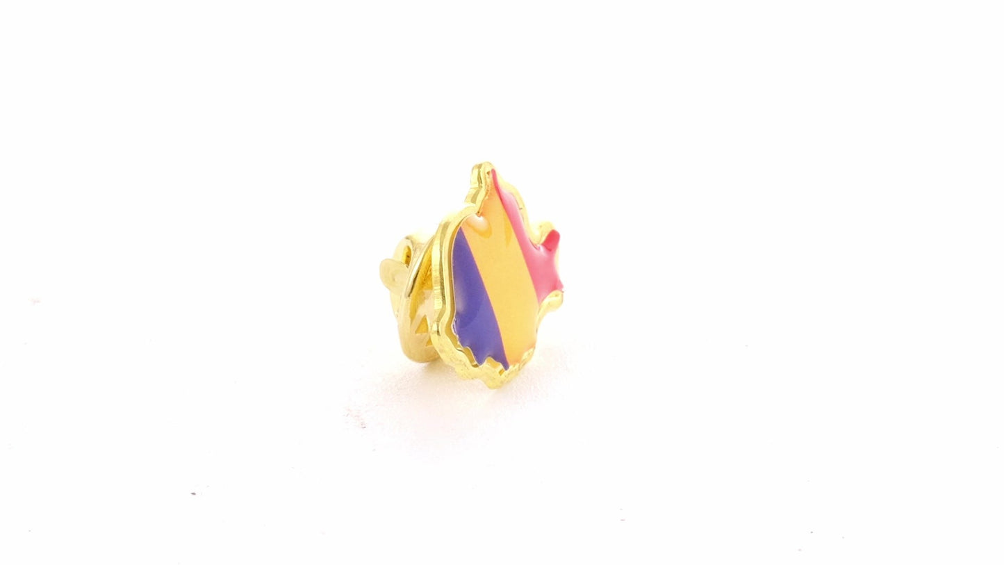 Tricolor gold metallic pin ROMANIA