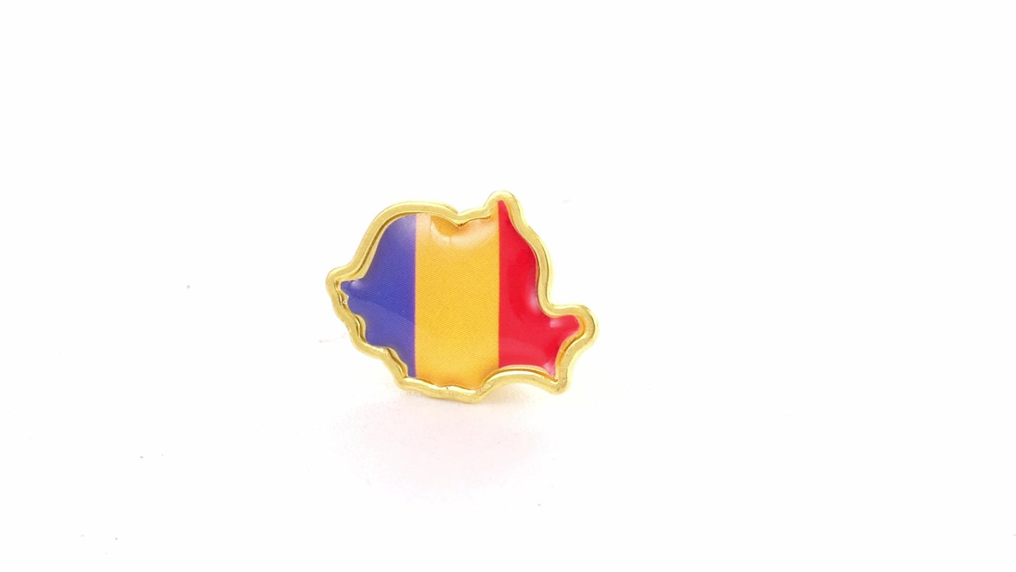 Tricolor gold metallic pin ROMANIA