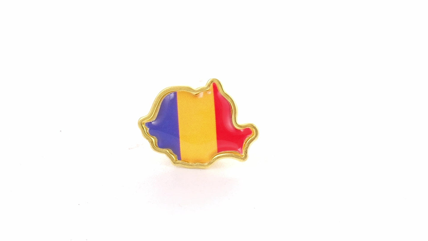Tricolor gold metallic pin ROMANIA