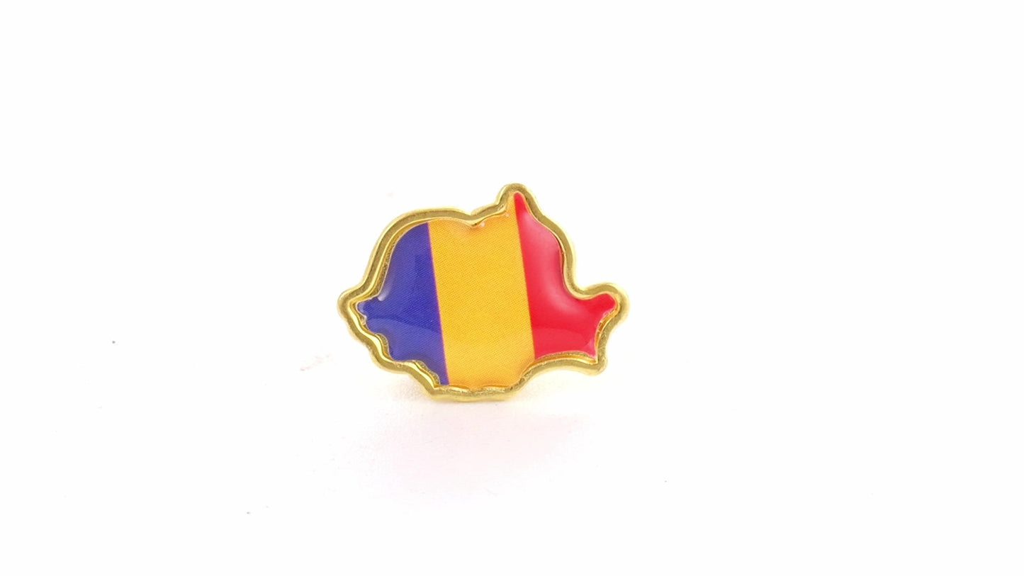 Tricolor gold metallic pin ROMANIA