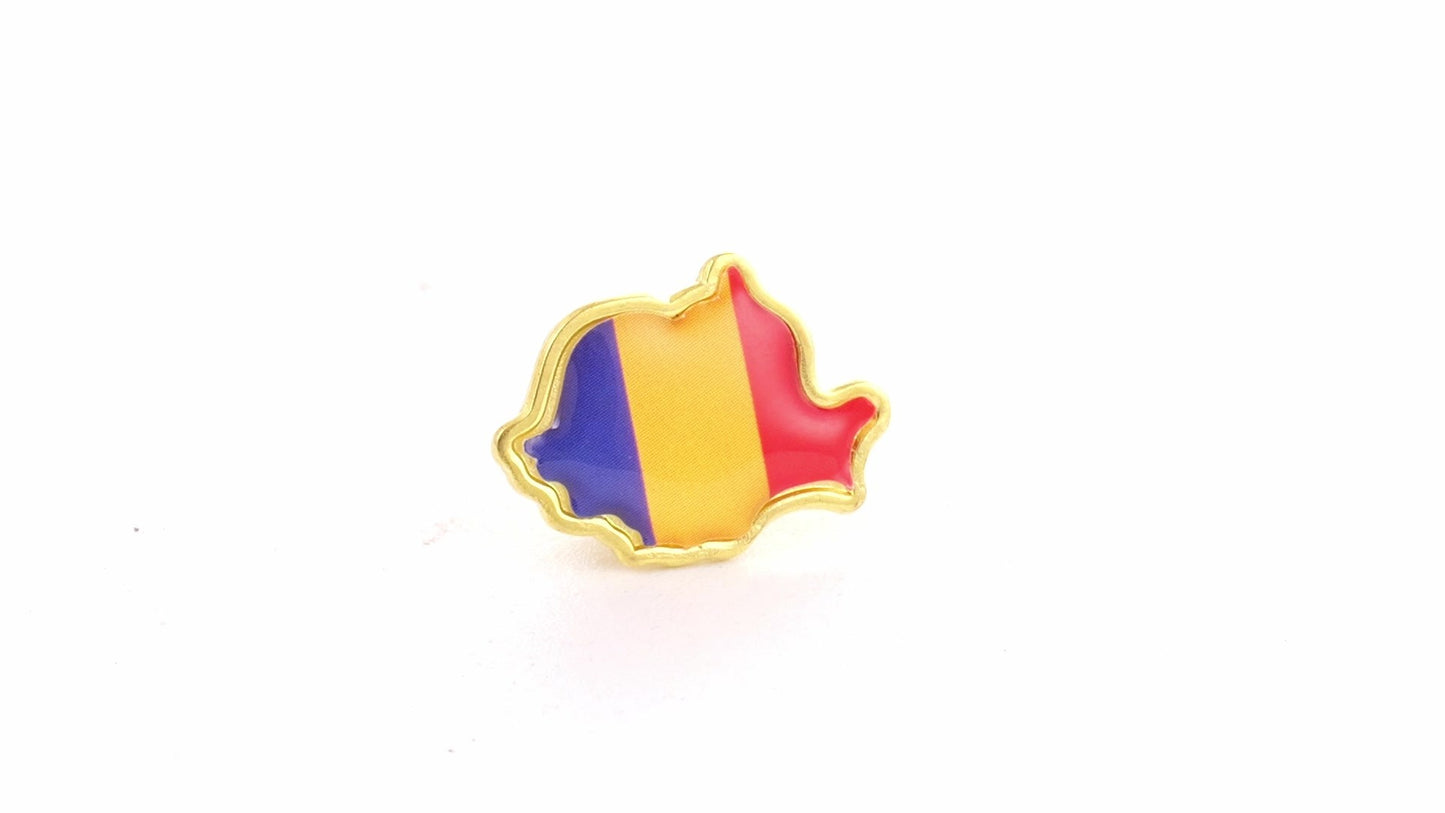 Tricolor gold metallic pin ROMANIA
