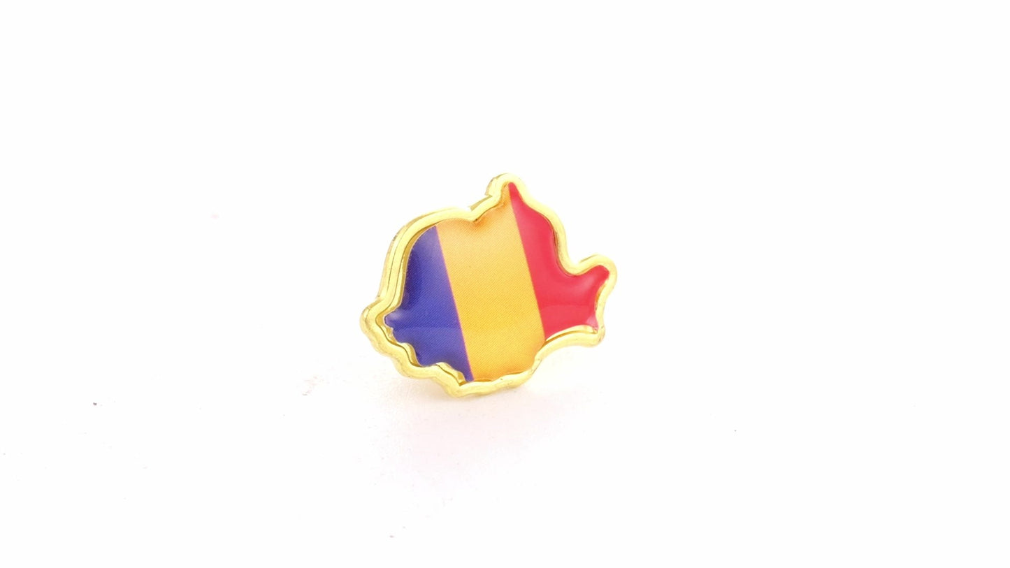 Tricolor gold metallic pin ROMANIA