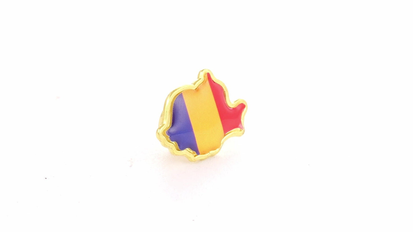 Tricolor gold metallic pin ROMANIA