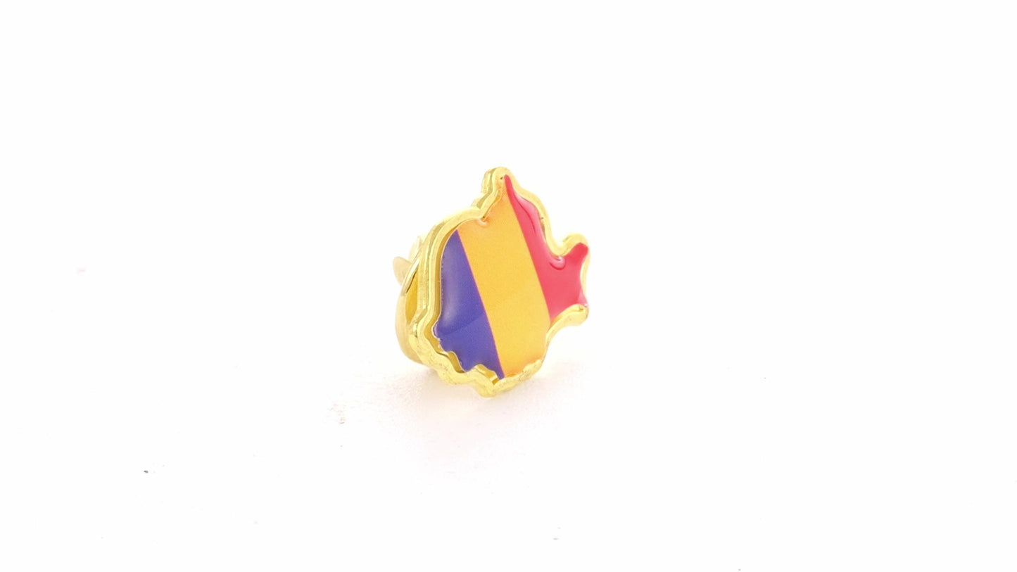 Tricolor gold metallic pin ROMANIA