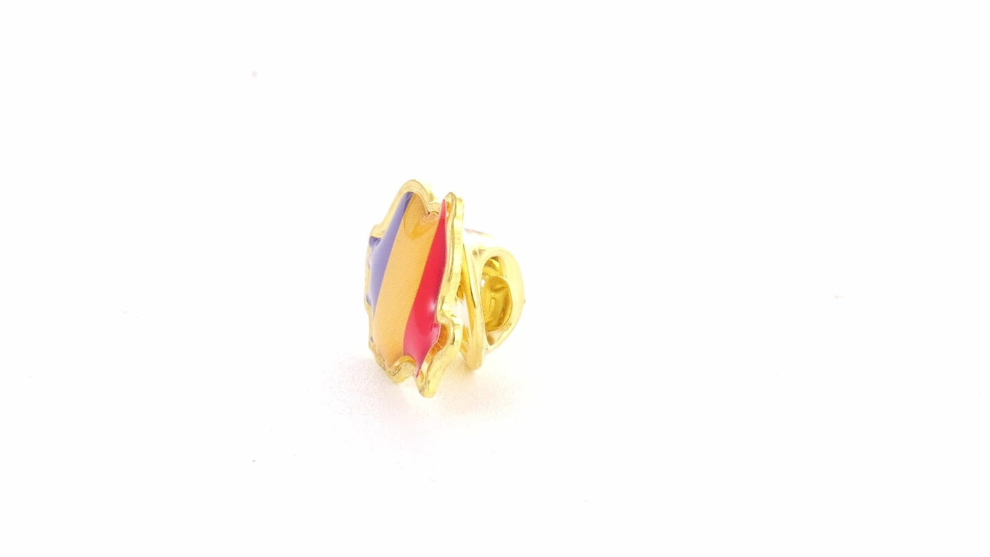 Tricolor gold metallic pin ROMANIA
