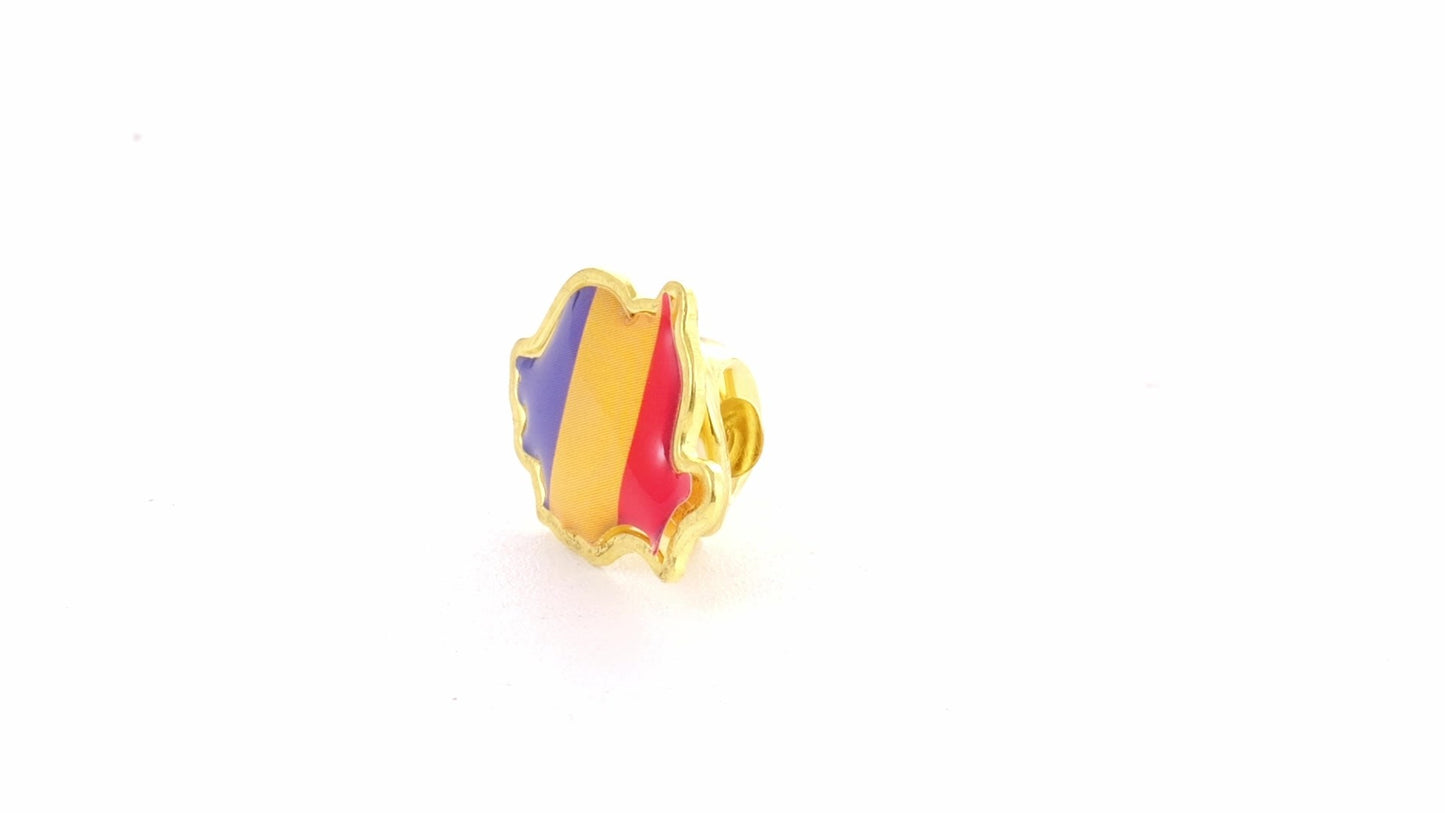 Tricolor gold metallic pin ROMANIA
