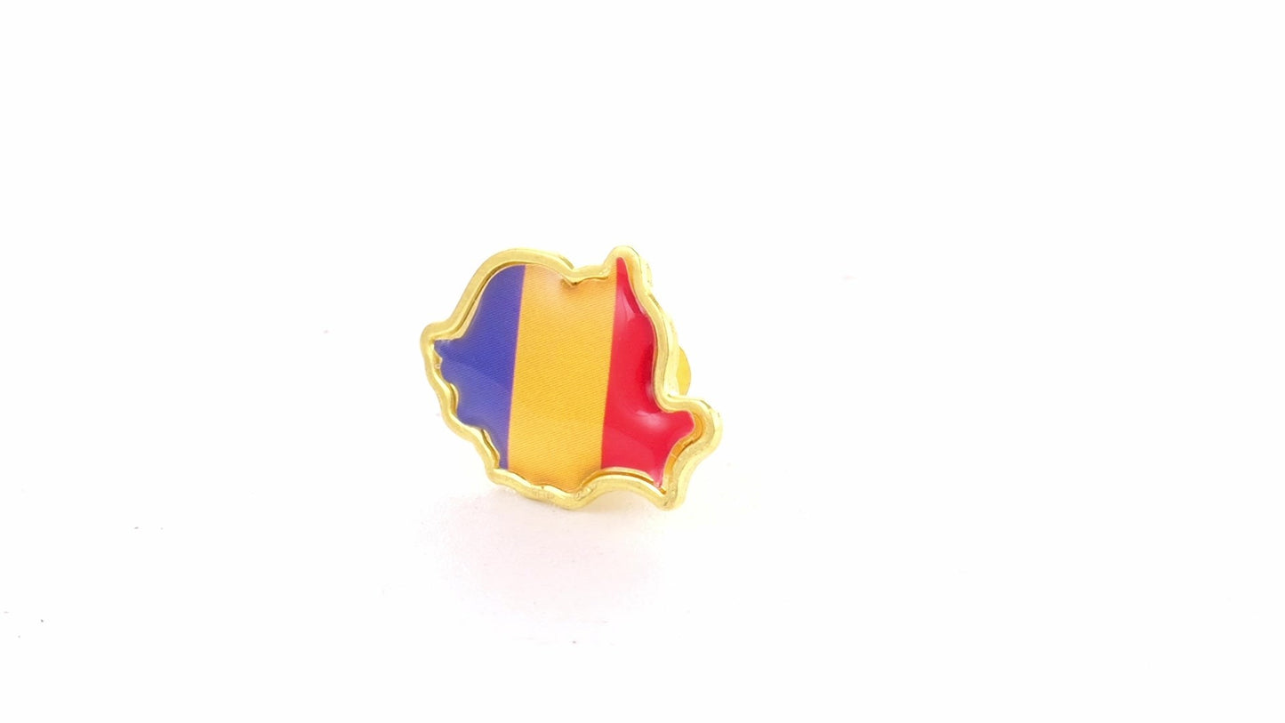 Tricolor gold metallic pin ROMANIA