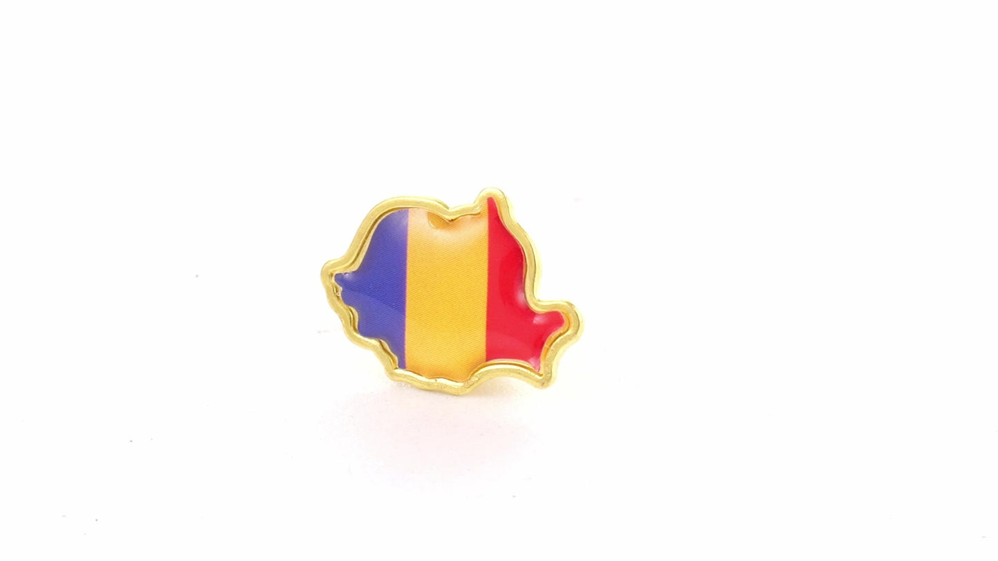 Tricolor gold metallic pin ROMANIA