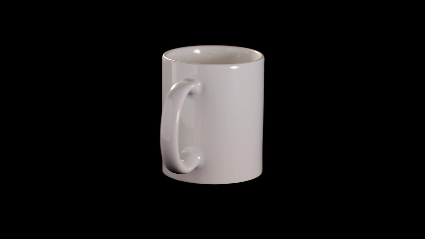 Cana alba maner inima sublimare + cutie individuala