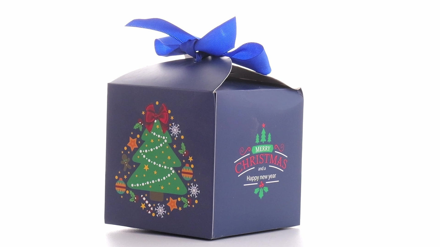 Karácsonyi bögretartó kék masnival