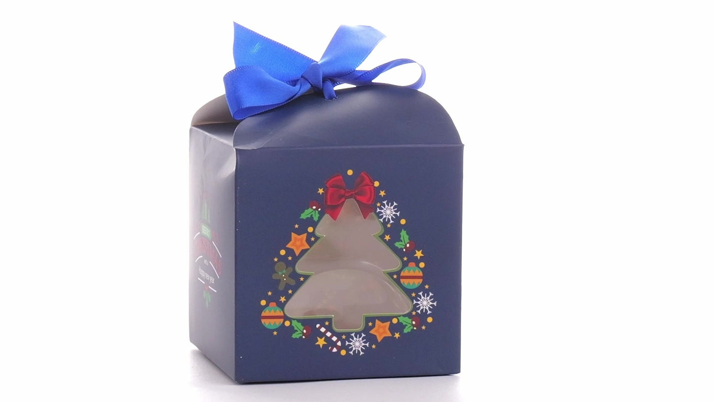 Cutie cani Craciun cu funda albastra