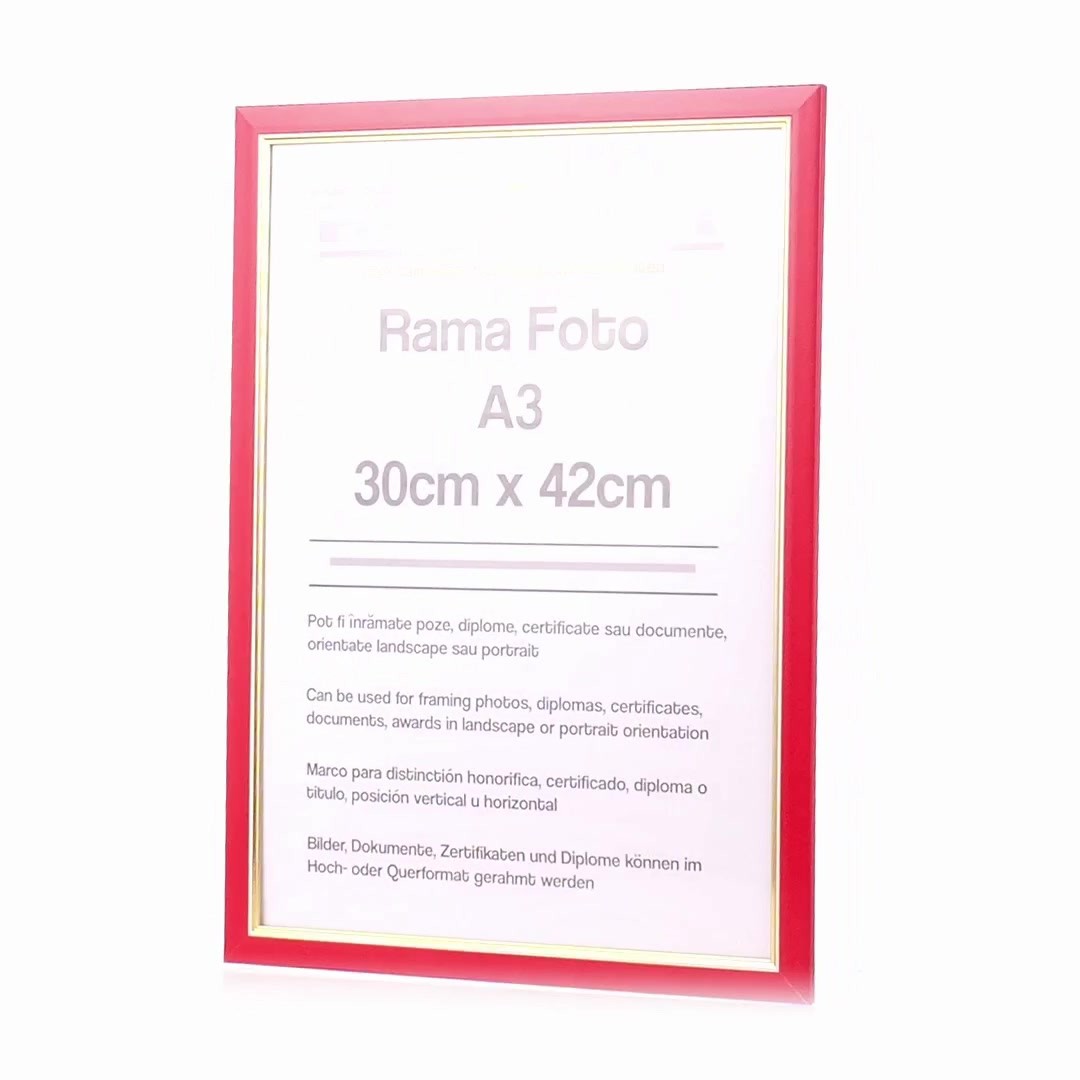 Madrid red+gold photo frame A3