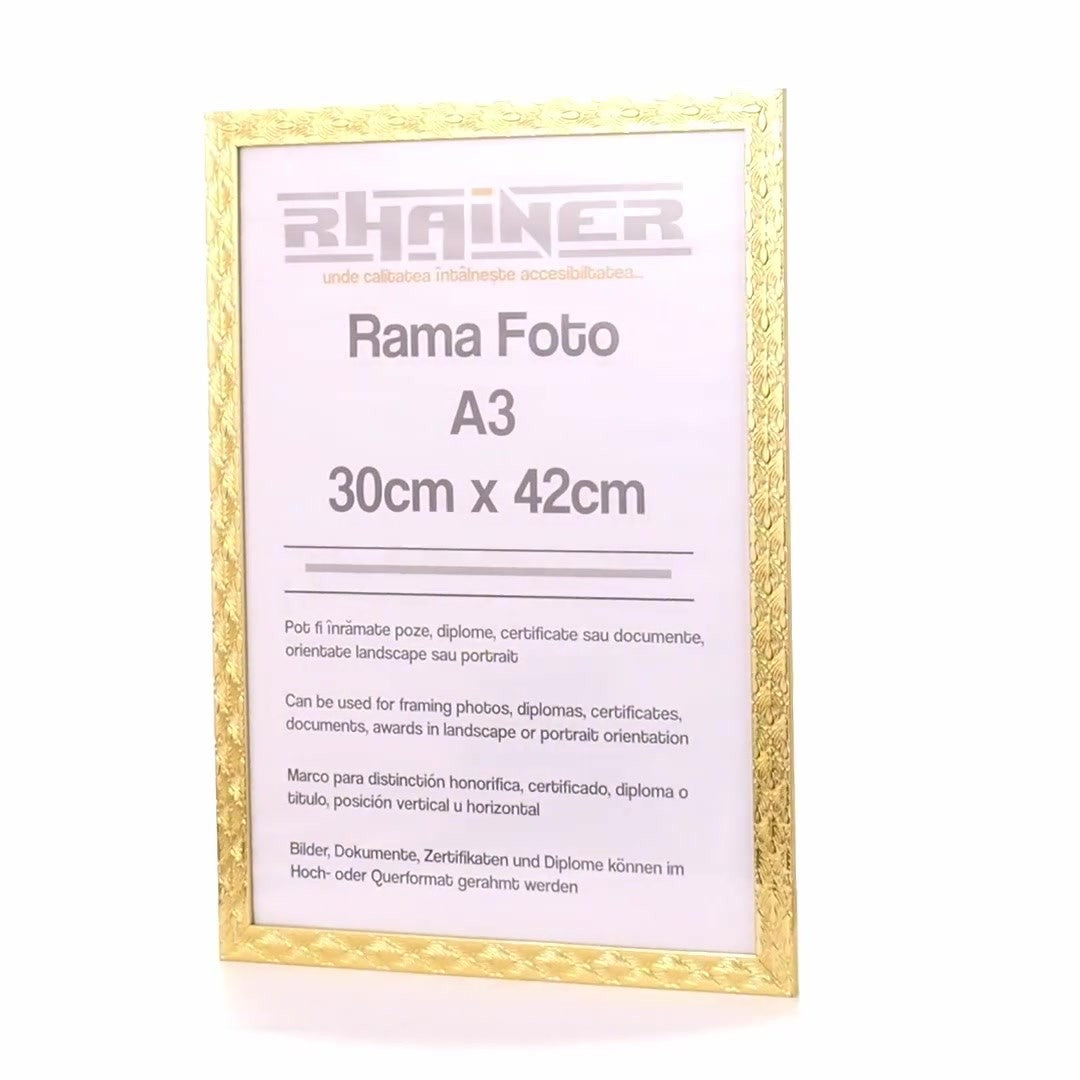 Textured gold Leon photo frame A3