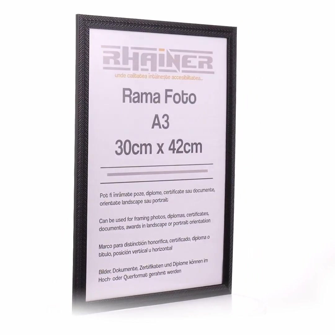 Leon black textured photo frame A3