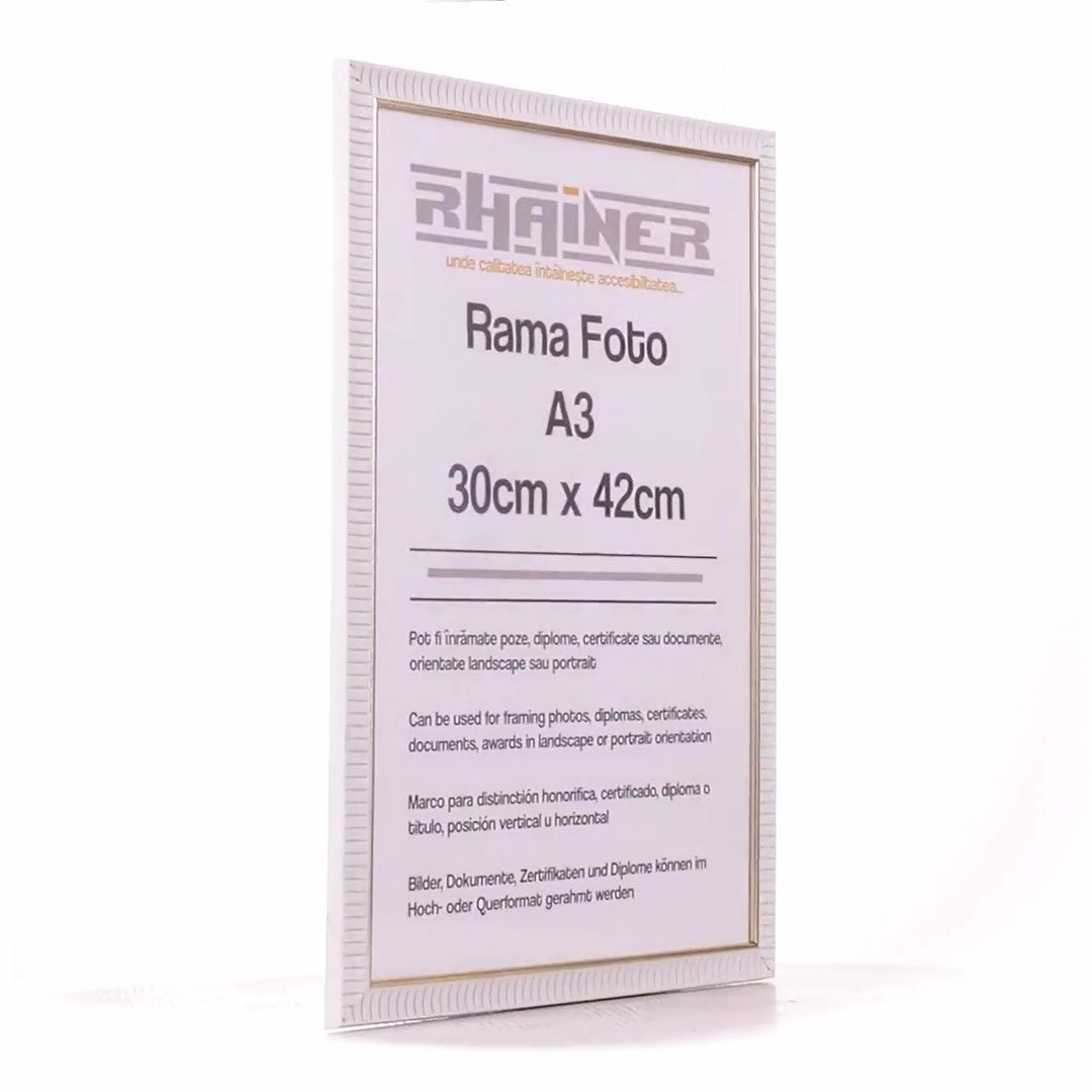 Merida white+gold photo frame A3