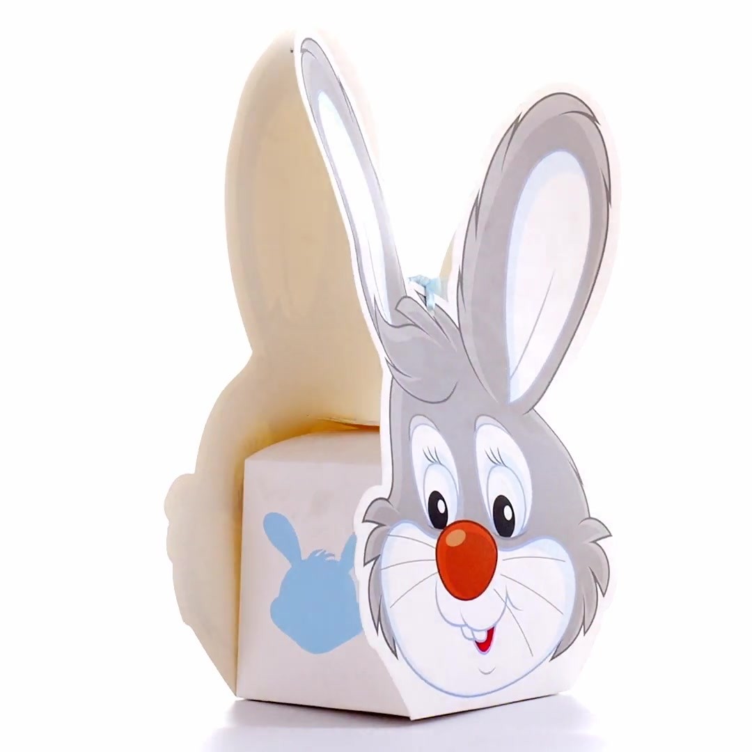 Box of 3D cheerful bunny mugs