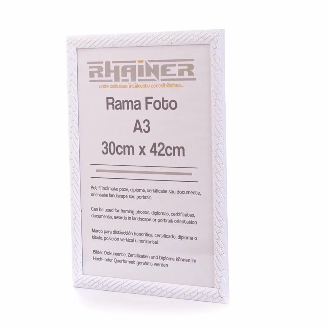 Barrio white+silver photo frame A3