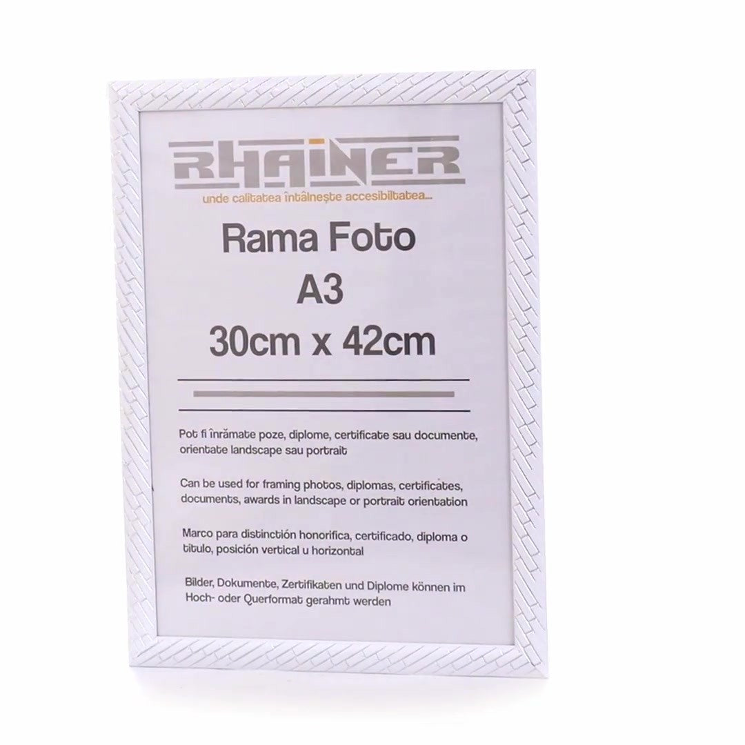 Barrio white+silver photo frame A3