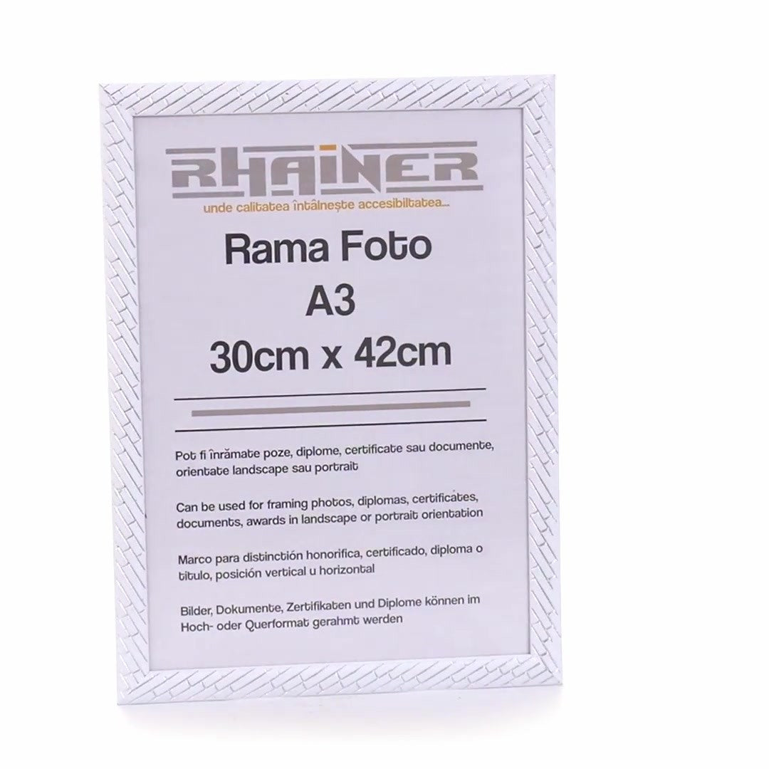 Barrio white+silver photo frame A3