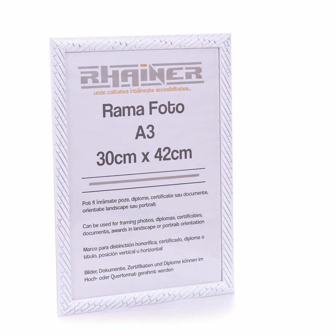 Barrio white+silver photo frame A3