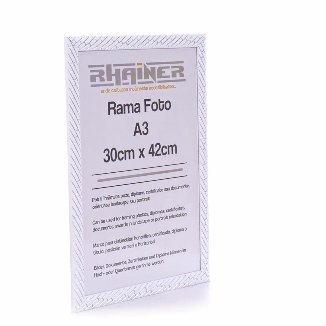 Barrio white+silver photo frame A3