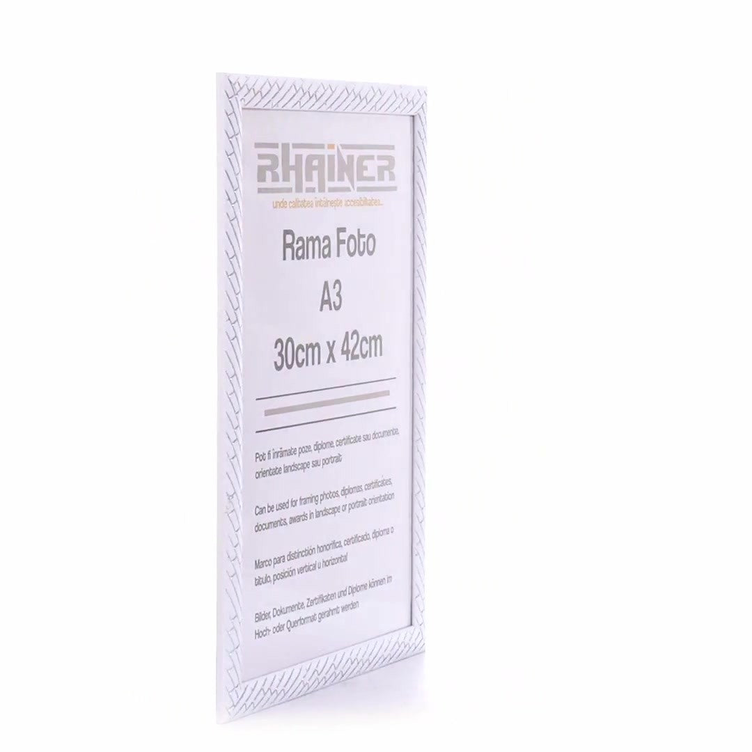 Barrio white+silver photo frame A3