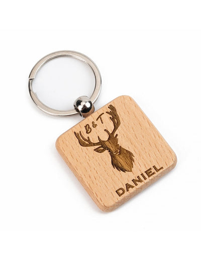 Breloc din lemn patrat KO4092S18 - Green Print