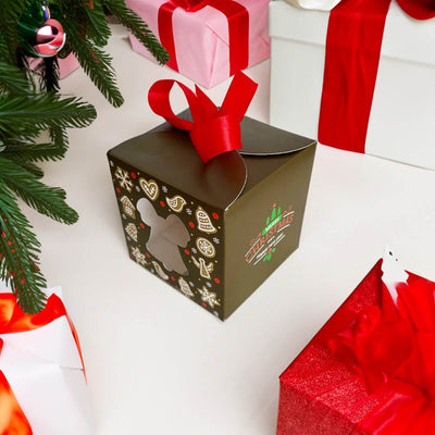 Cutie cani Craciun maro inchis cu funda rosie B7188772 - Green Print