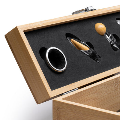 Cutie din lemn pentru sticla de vin cu accesorii AB1138S129 - Green Print