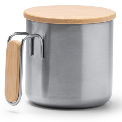 Cana din otel reciclat cu capac de lemn