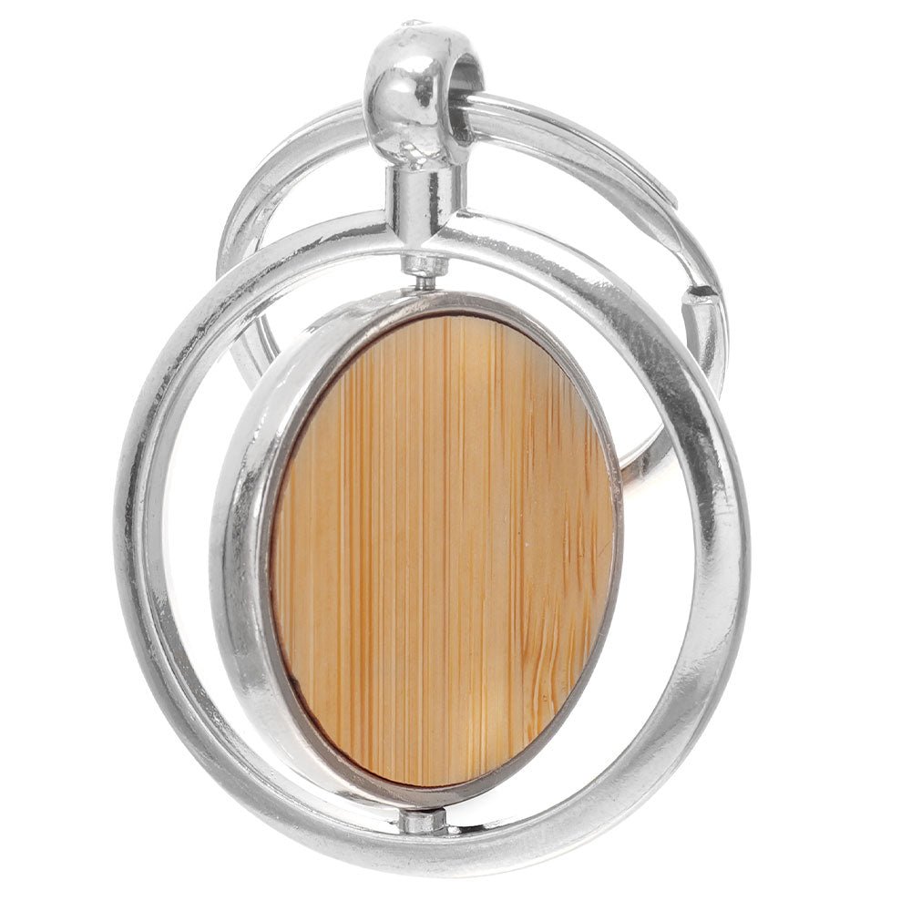 Breloc gravabil rotund rotativ lemn+metal KO1147S101 - Green Print