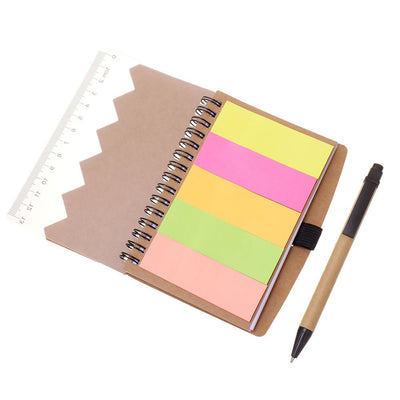 Agenda multifunctionala cu pix si notite adezive A6 NB602914 - Green Print