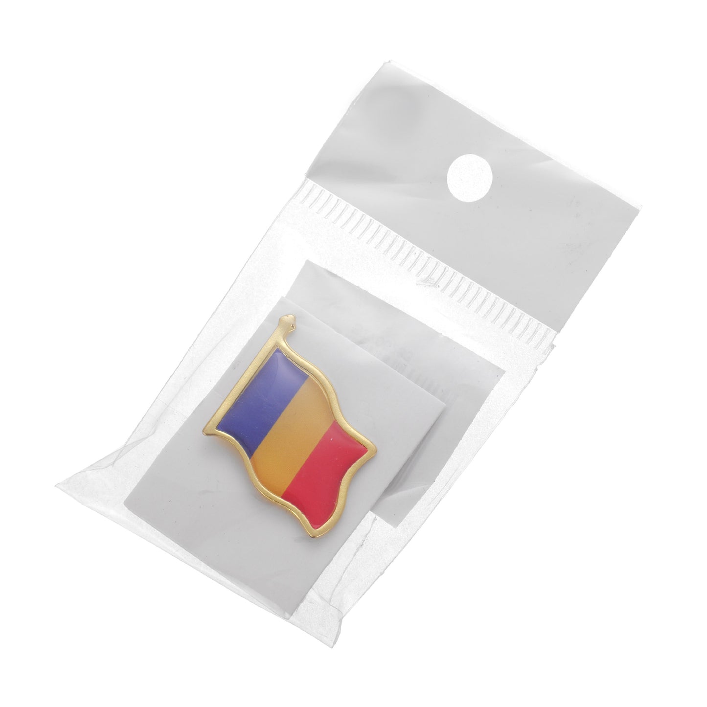 Golden metal pin flag ROMANIA